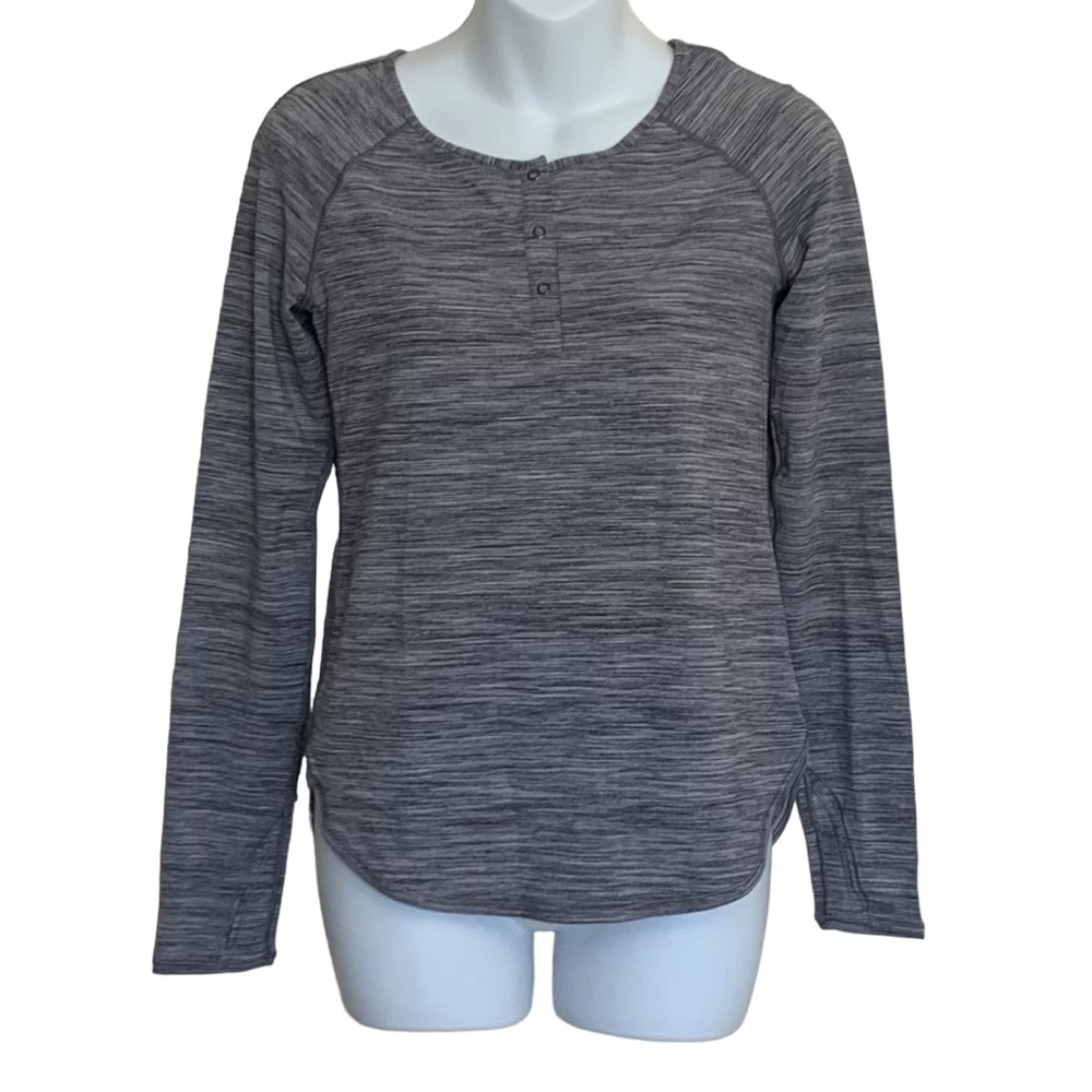 Lululemon Ivivva Gray Henley Thumbhole Long Sleeve Top Size 14